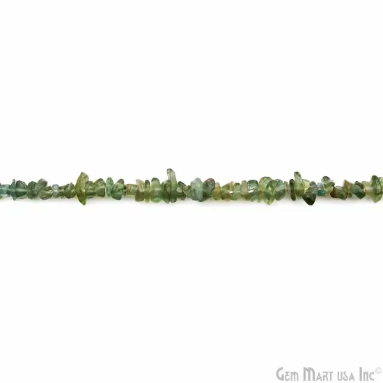 Green Apatite Chip Beads, 34 Inch, Natural Chip Strands, Drilled Strung Nugget Beads, 3-7mm, Polished, GemMartUSA (CHAG-70001) {3}