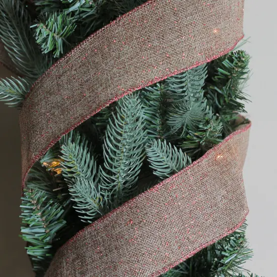 Northlight Pack of 12 Beige and Red Trim Wired Christmas Craft Ribbons - 2.5" x 120 Yards {3}