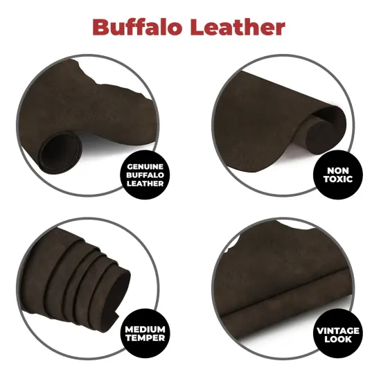European Leather Work Buffalo Hide 8-10 oz (3-4mm) | Pre-Cut Full Grain Leather for Tooling, Stamping, Molding, Engraving {4}