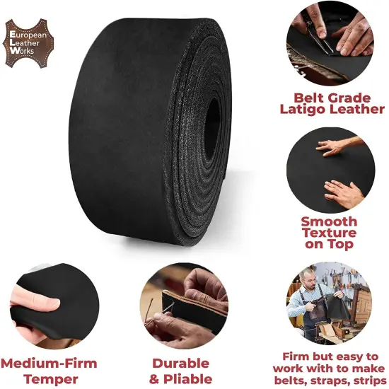 ELW 9-10 oz (3.6-4mm) Latigo Leather Straps Belt Grade 50" Cowhide Strips Heavy Duty Holsters, Sheathes, Harness, Saddle, Armor, Collars {3}