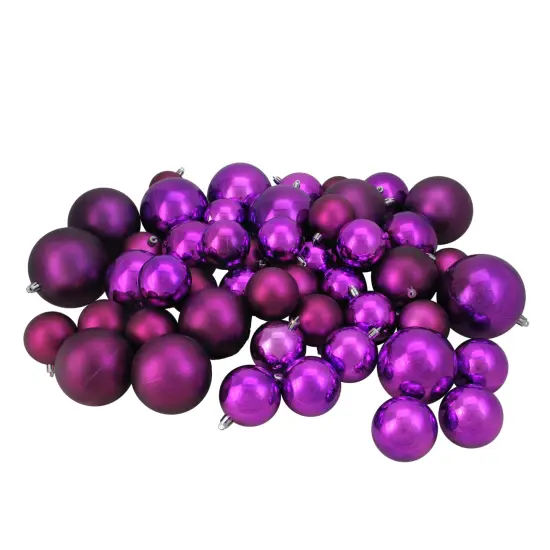 Northlight Shatterproof 2-Finish Christmas Ball Ornaments - 2.25" to 4" (100mm) - Purple - 50ct {1}