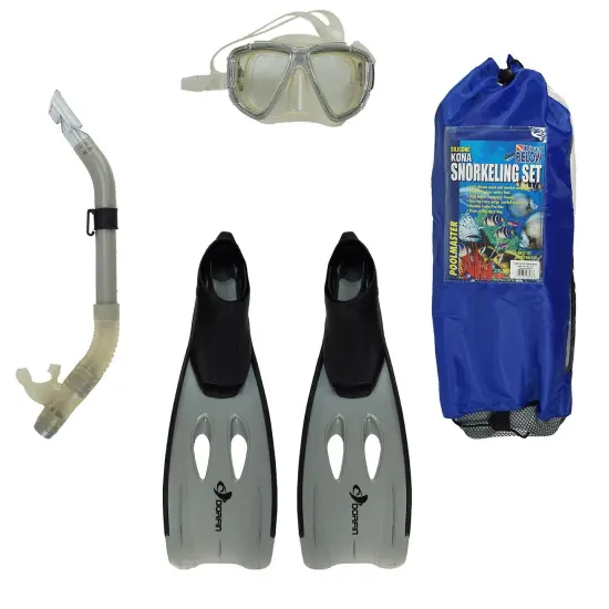 Pool Central 22" Gray Kona Adult Pro Silicone Swimming Pool Scuba or Snorkeling Set - Medium {1}