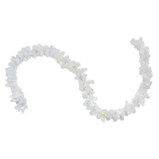 Northlight Pre-Lit Battery Operated White Pine Artificial Christmas Garland - 9' x 10" - LED Clear Lights {1}