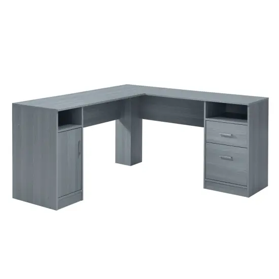 Techni Office Solutions 59.5" Gray Durable L-Shaped Computer Desk {1}