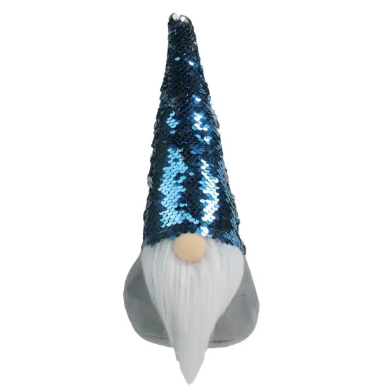 Northlight Standing Christmas Gnome Decoration with Flip Sequin Hat - 13.5" - Gray and Blue {1}
