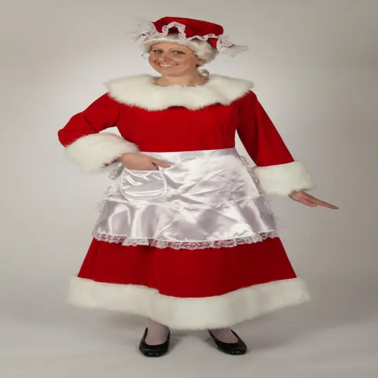 The Costume Center 3 Piece Regal Red Velvet Mrs. Claus Dress with White Trim &ndash; Size X-Large {1}