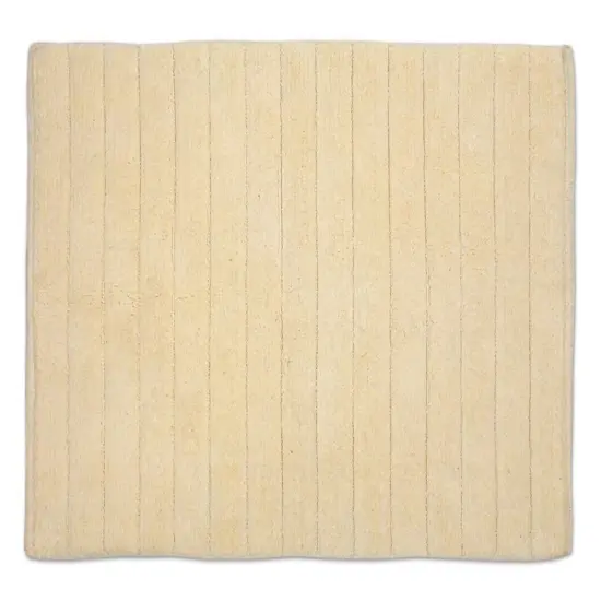 Contemporary Home Living 17" x 24" Cream White Ribbed Woven Rectangular Trendy Bath Rug {1}