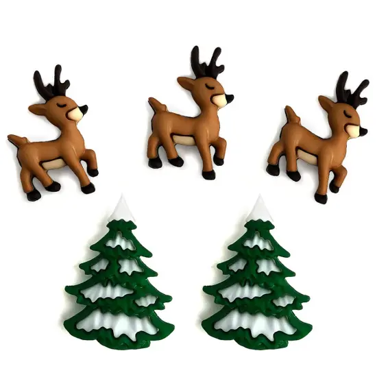 Buttons Galore Reindeer Fun Christmas Craft Buttons - 15 Sewing & Craft Buttons {1}