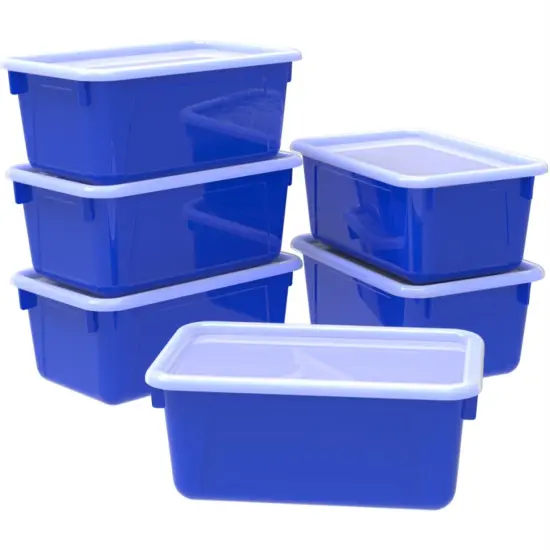 Small Cubby Bin, with Cover, Classroom Blue (Case of 5) {1}