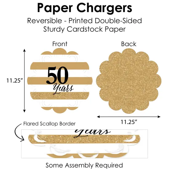 Big Dot of Happiness We Still Do - 50th Wedding Anniversary - Anniversary Party Paper Charger & Table Decorations Chargerific Kit for 8 {6}