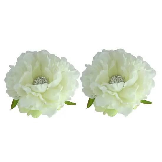 Allstate Jeweled Peonies Artificial Floating Flowers - 4.5" - White - Set of 2 {3}
