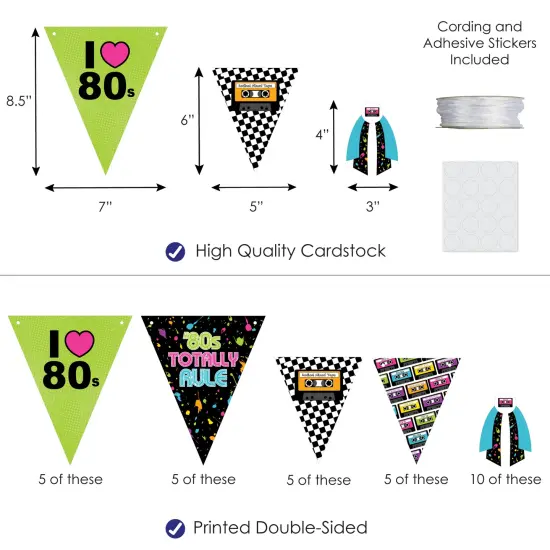 Big Dot of Happiness 80's Retro - DIY Totally 1980s Party Pennant Garland Decoration - Triangle Banner - 30 Pieces {4}