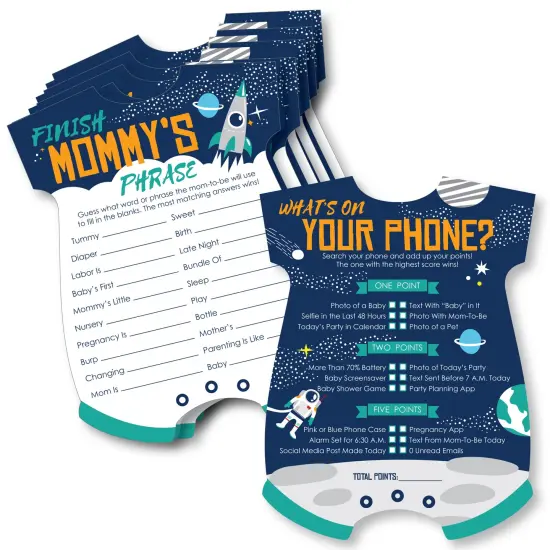 Big Dot of Happiness Blast Off to Outer Space - 2-in-1 Rocket Ship Baby Shower Cards - Activity Duo Games - Set of 20 {1}