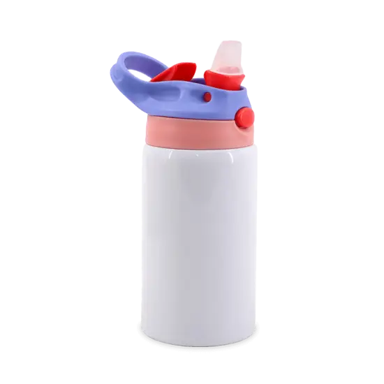 12oz Straight Stainless Steel Kids Water Bottle with Straw {1}