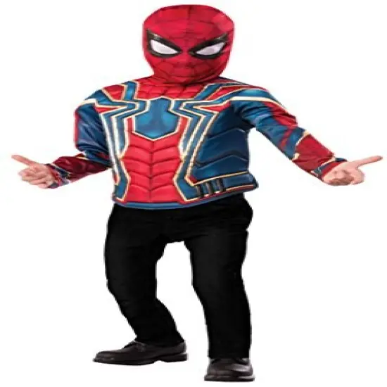 Rubies Deluxe Spider-Man Boys Top Shirt Halloween Costume - Size 4-6 Blue {1}