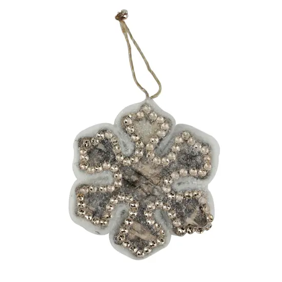 Northlight Snowy Woodland Snowflake Christmas Ornament - 4" - White and Brown Gray {1}