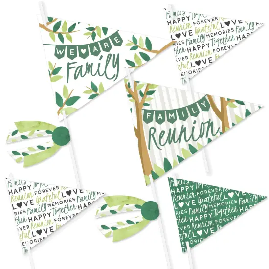 Big Dot of Happiness Family Tree Reunion - Triangle Family Gathering Party Photo Props - Pennant Flag Centerpieces - Set of 20 {1}