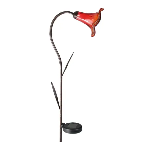 Gerson 45.25" Transparent Red Lily Lighted Solar Powered Outdoor Lawn Stake {1}