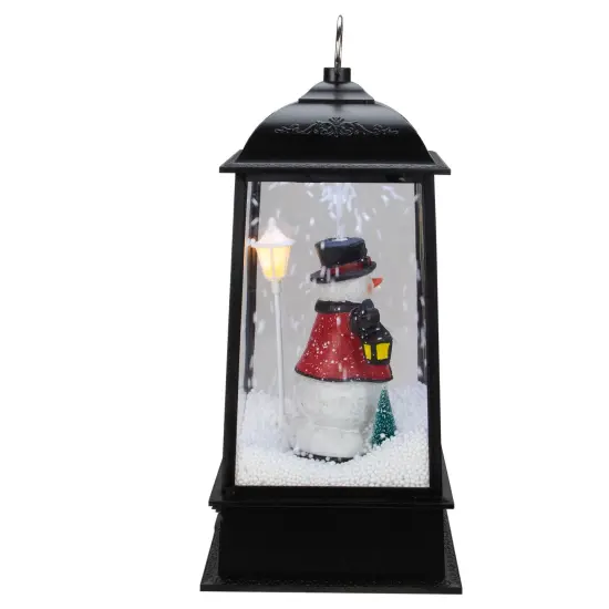 Northlight Lighted Snowman Christmas Lantern with Falling Snow - 13" - Black {3}