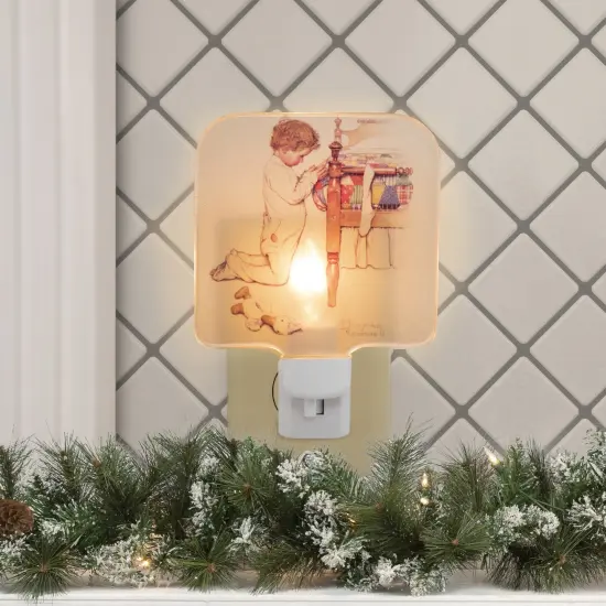 Northlight Norman Rockwell 'A Christmas Prayer' Glass Night Light - 4" White {3}