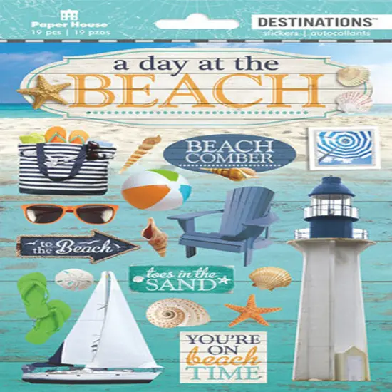 Paper House Travel Beach Destinations 3D Dimensional Stickers {1}
