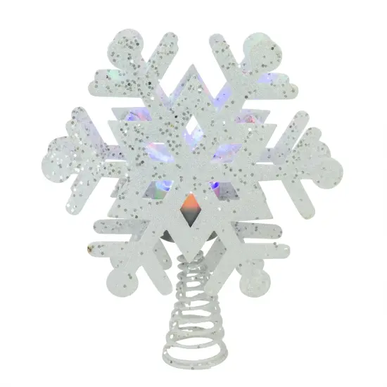 Northlight 12" Lighted White Snowflake Christmas Tree Topper - Multicolor Lights {1}