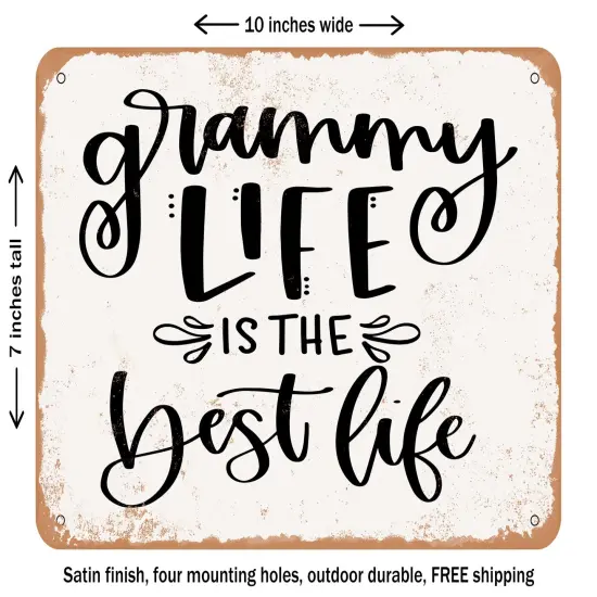 DECORATIVE METAL SIGN - Grammy Life is the Best Life - Vintage Rusty Look {2}