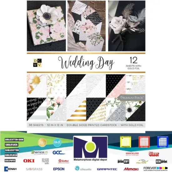 DCWV&reg;️ WEDDING DAY - GOLD FOIL DOUBLE SIDED 36Sh 12"X12" PS-005-00598 {1}