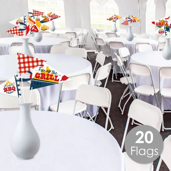 Big Dot of Happiness Fire Up the Grill - Triangle Summer BBQ Picnic Party Photo Props - Pennant Flag Centerpieces - Set of 20 {3}
