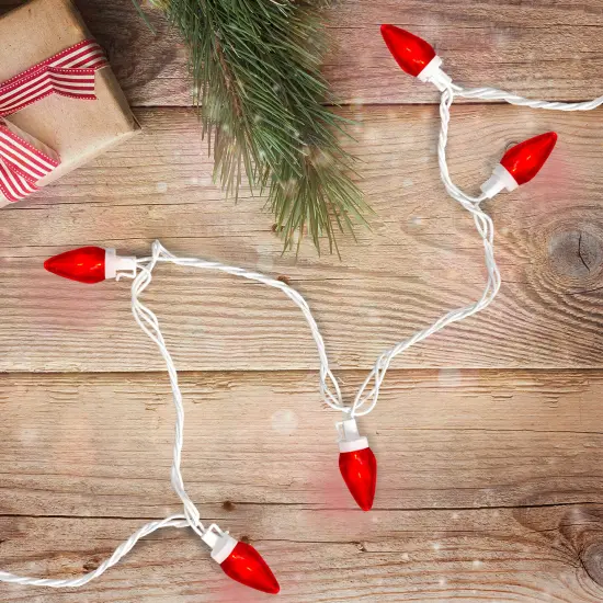 Northlight LED C7 Christmas Lights - Red - 16' White Wire - 25ct {3}