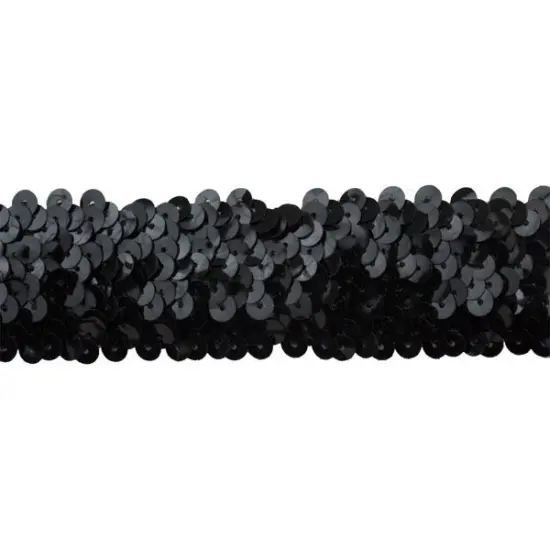 Belagio Stretch Sequin Trim, 1.5" Wide, Black, 10-Yard Bolt {1}