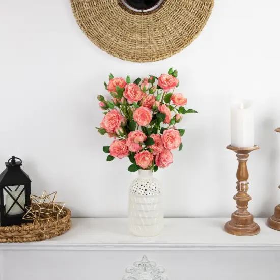 Northlight Real Touch&trade; Pink Artificial Camellia Rose Floral Sprays, Set of 6 - 23" {3}