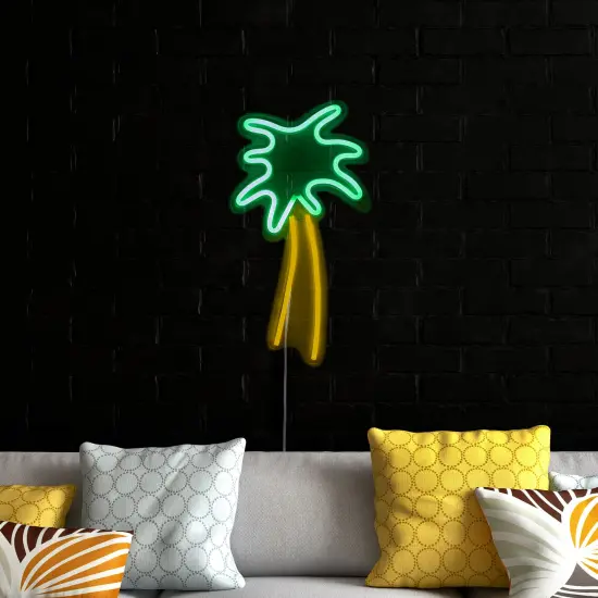 Northlight LED Palm Tree Neon Lighted Wall Art - 19" - Green and Yellow {4}