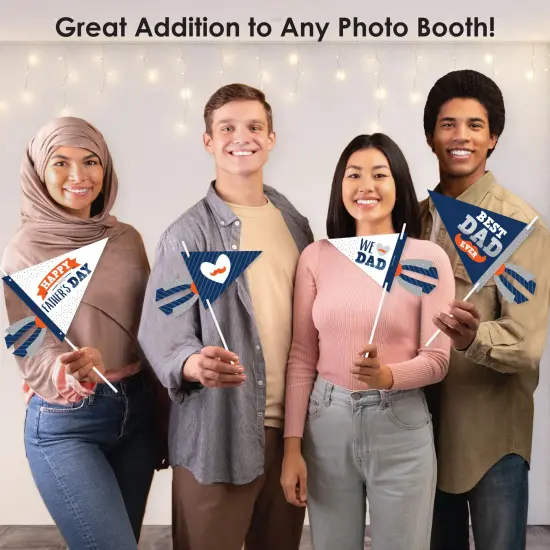 Big Dot of Happiness Happy Father's Day - Triangle We Love Dad Party Photo Props - Pennant Flag Centerpieces - Set of 20 {6}