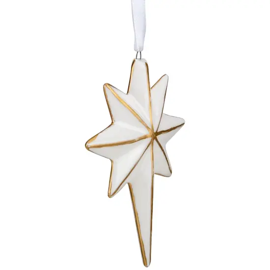 Northlight Star Hanging Christmas Ornament - 4" - White and Gold {4}