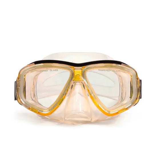 Swim Central 6.25" Malibu Yellow and Clear Pro Mask Swimming Pool Goggles {1}