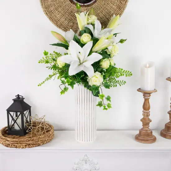 Northlight Real Touch&trade; White Artificial Rose Floral Sprays, Set of 6 -35" {3}