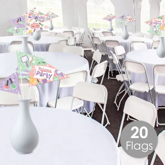 Big Dot of Happiness Pajama Slumber Party - Triangle Girls Sleepover Birthday Party Photo Props - Pennant Flag Centerpieces - Set of 20 {3}