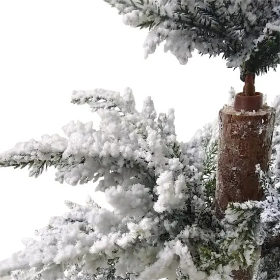 Northlight Heavily Flocked Pine Christmas Tree in Natural Jute Base - 27.5" Green {3}