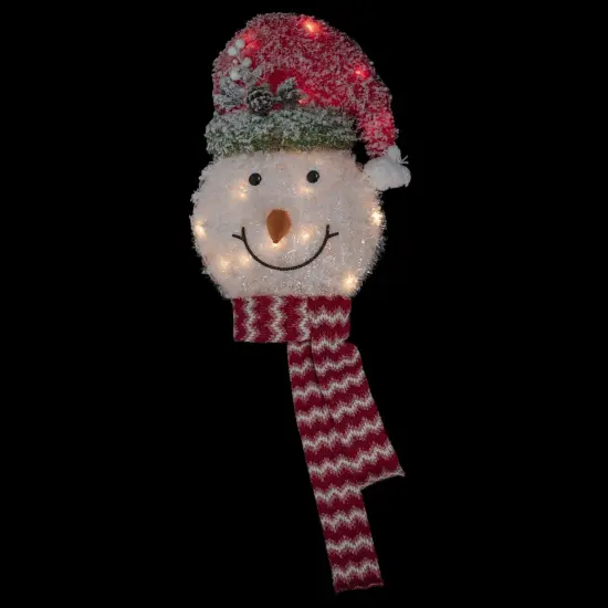Northlight 22" Lighted Snowman Wearing a Red Frosted Hat with Pine Christmas Tree Topper {7}