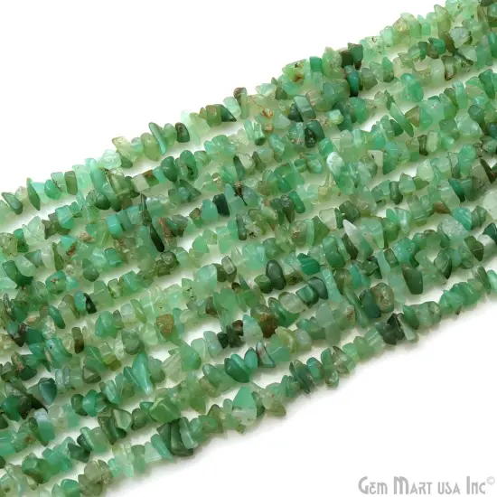 Chrysoprase Chip Beads, 34 Inch, Natural Chip Strands, Drilled Strung Nugget Beads, 3-7mm, Polished, GemMartUSA (CHCP-70001) {1}