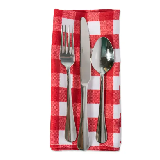 Contemporary Home Living Set of 6 Red and White Checkered Design Square Outdoor Napkin 20" {3}