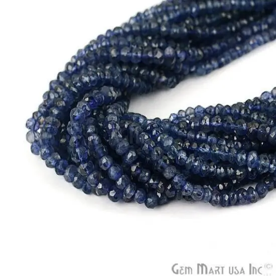 Iolite Rondelle Beads, 12.5 Inch Gemstone Strands, Drilled Strung Nugget Beads, Faceted Round, 3-4mm, GemMartUSA (RLIO-70002) {2}