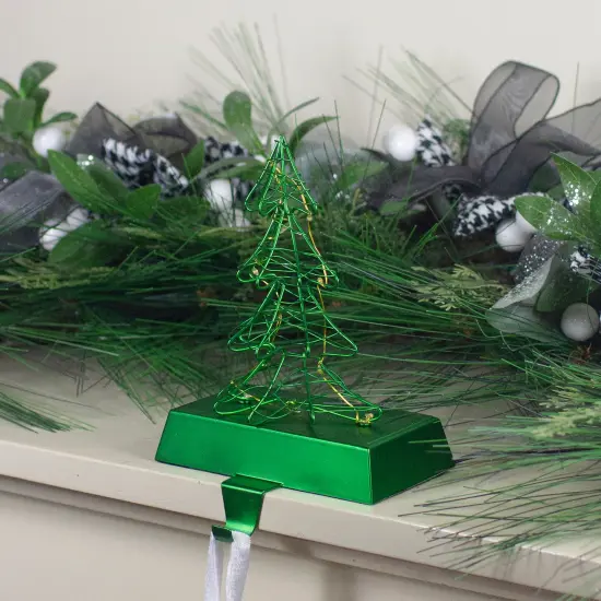 Northlight 8" LED Lighted Green Wired Christmas Tree Stocking Holder {3}