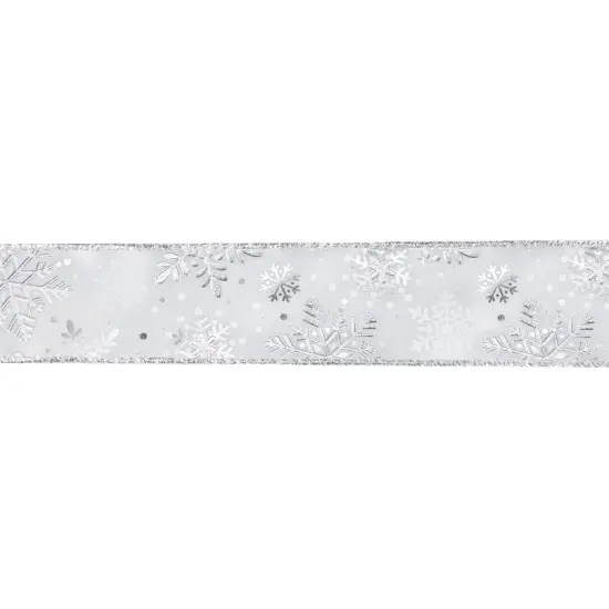 Northlight White and Silver Snowflake Christmas Wired Craft Ribbon 2.5" x 16 Yards {1}