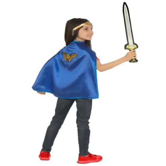 Rubies Girls Wonder Woman Halloween Cape and Sword Set - One Size Blue {1}