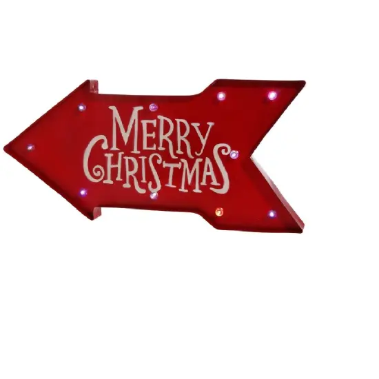 Raz Lighted Color Changing Red Arrow Merry Christmas Marquis Sign - 23" White {1}