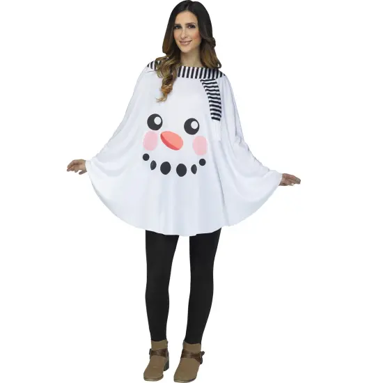 Fun World Adult One Size Snowman Christmas Poncho White {1}