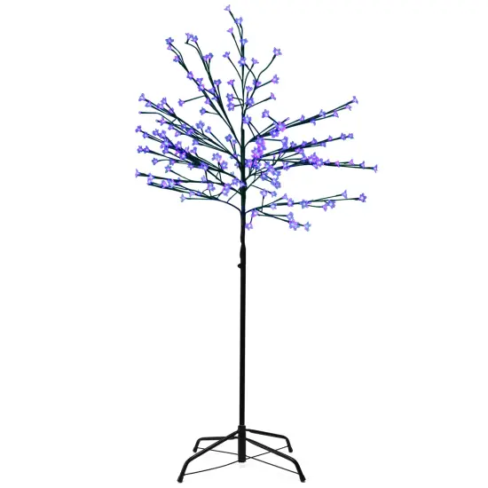 Northlight LED Lighted Japanese Sakura Blossom Artificial Flower Tree &ndash; 6' - Blue Lights Black {1}