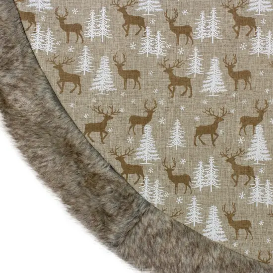 Northlight 48" Green and Brown Knit Deer and Tree Christmas Tree Skirt {4}